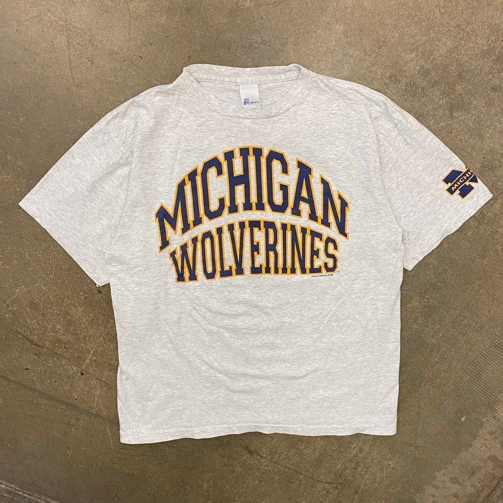 Vintage Michigan Wolverines 90s Spellout Single Stitch T-Shirt Size XL